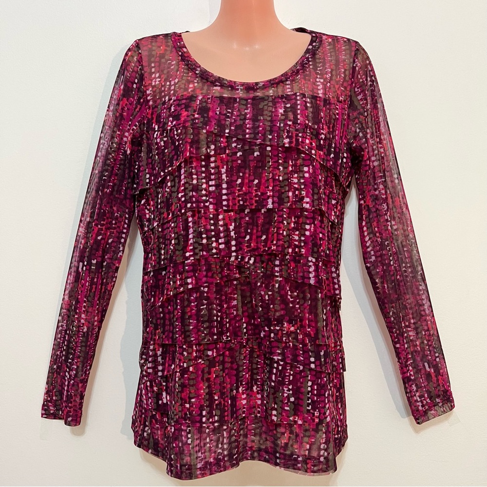 Tribal Long Sleeve Sheer Knit Top